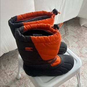 Sorel Youth Black and Orange Snow Boots